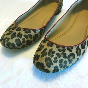 Ann Taylor Leopard Print Calf Skin Flats Sz 7 1/2
